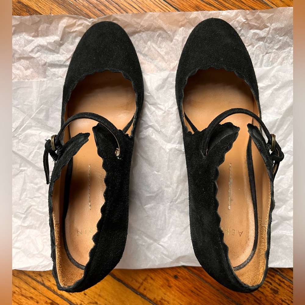 Aerin Mary Jane black suede heels 7.5 - Picture 5 of 14